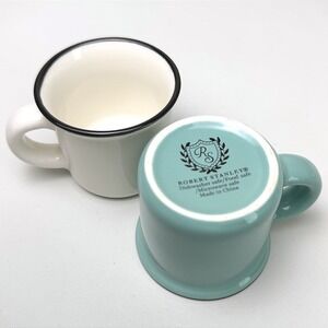 Robert Stanley Espresso Cups 2" White/ Blue Set of 2